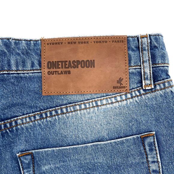 One Teaspoon Outlaws Shorts Size 26‎ Cutoff 100% Cotton Denim Light Blue Wash - Picture 10 of 15